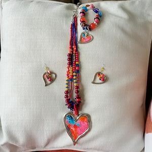Very colorful heart necklace set